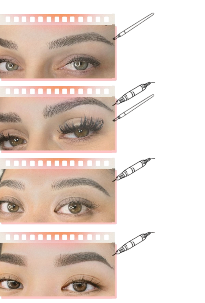 permanent eyebrow makeup microblading nano combination ombre brows